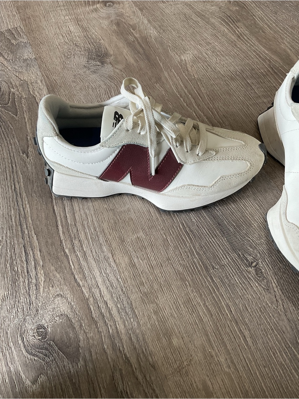 New Balance Cream and Maroon Low-Top Sneakers - Picture 3 of 10